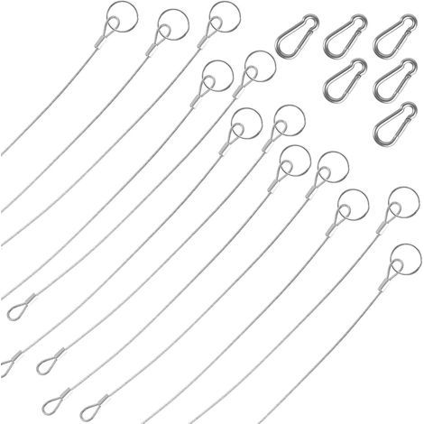 12PCS Corde en Acier Inoxydable à Suspendre Kit, Câble en Acier Inoxydable avec Crochet, Fil Lampe Suspension pour Cadre Photo/Lumière/Cimaise/Miroir/Rideaux (1/4)