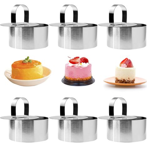 6 Pcs Dessert Rings, Cake Rings and Serving Rings Stainless Steel with Press, Training Rings, Foam Training Rings and Food Rings for (1/5)
