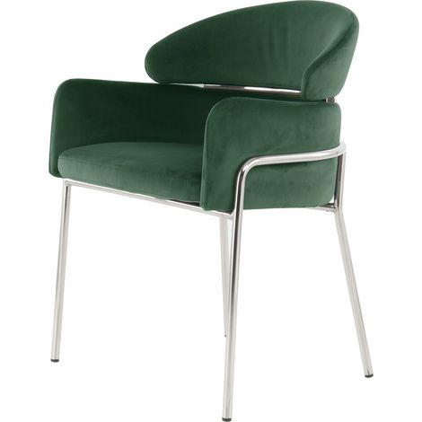 Sedia di design Corey in velluto verde e acciaio (1/3)
