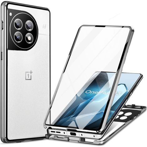 Schutzhülle für OnePlus 13, magnetisches Dualglas, silber