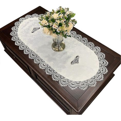 Nappe ovale lavable universelle en dentelle brodée simple pour la décoration intérieure