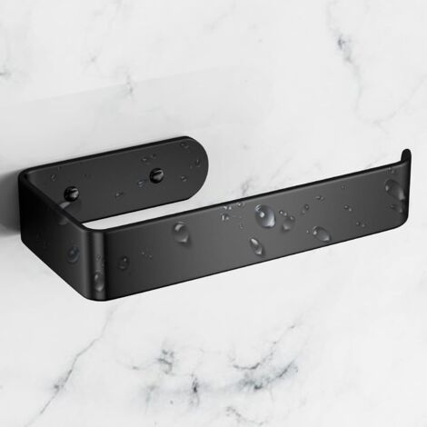 Wand-Toilettenpapierhalter 15,5 cm aus matt-schwarzem Aluminium, gebohrte Löcher mit Befestigungsschrauben, Spender für das Badezimmer (1/5)