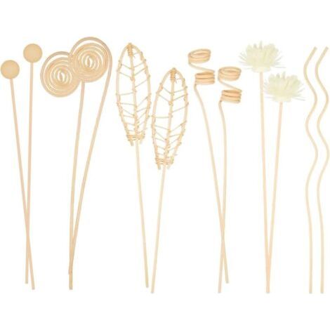 Lot de 12 Bâtons d'Arôme en Rotin Naturel , Diffuseurs de Parfum d'Ambiance Longue Durée , pour Maison, Bureau, Spa ,25,4 cm (Couleur Primaire)