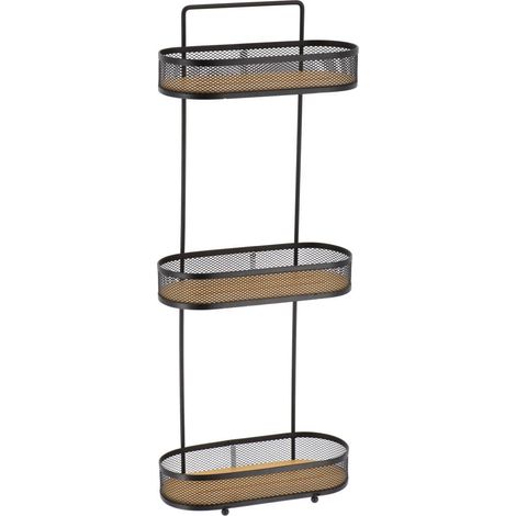 Scaffale ovale a 3 livelli in metallo e bambù - bambù nero - Tendance