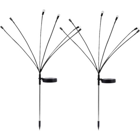 Lampes solaires à lumière blanche constante, 6 lampes de 75 cm de long, 2 paires, étanches, pour décoration de pelouse