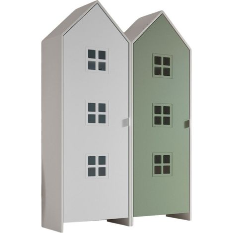 Pack - 2 Armoires Enfant "Casami Bruges" 171cm Vert & Blanc (1/3)