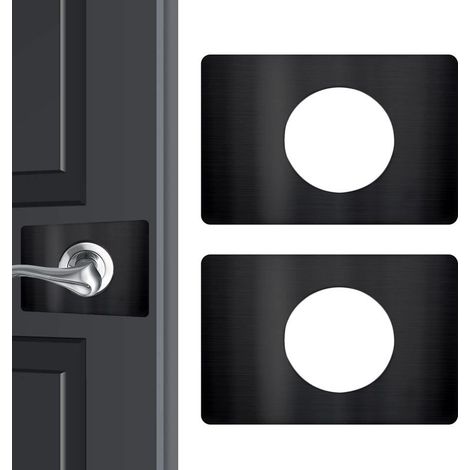 Noir Pack 2 Plaque de Réparation pour Serrure de Porte, Plaque de Renfort pour Serrure de Porte, Plaque de Fixation pour Serrure de Porte (1/5)