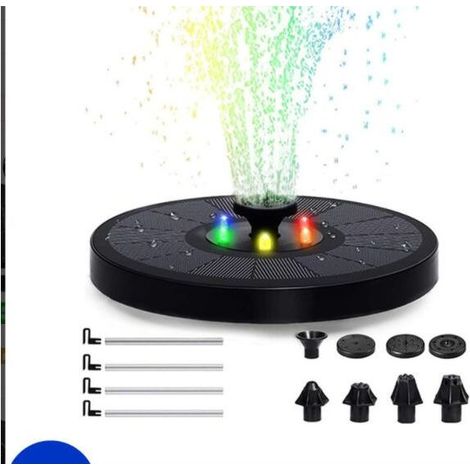 Fontaine solaire 3 W - Pompe de bassin solaire avec lumière LED - Pour bassin de jardin ou fontaine A