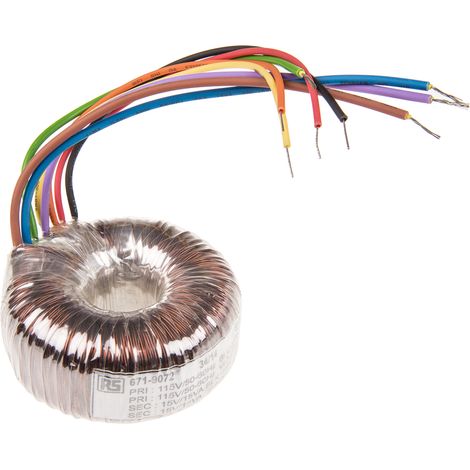 Transformateur torique RS PRO 2 sorties, 115 V ac, 230 V ac 2 x 15V c.a., 30VA ( Prix pour 1 )