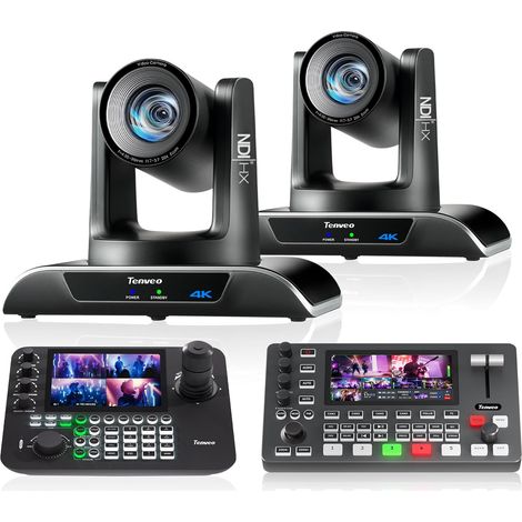 Caméra PTZ 4K AI Tracking 20X Zoom avec HDMI/USB3.0/LAN(PoE) et Joystick de Contrôle à 7" Écran Quad, Mélangeur Vidéo (1/5)