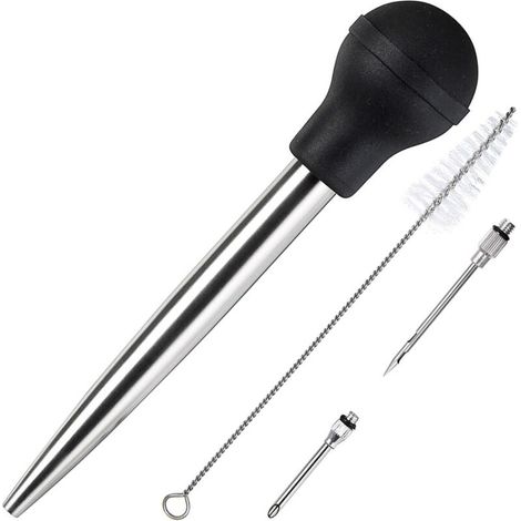 Extracteur de jus en acier inoxydable et caoutchouc alimentaire avec injecteur de marinade et brosse de nettoyage intégrée (1/5)