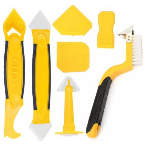 lot de 7 Outils de calfeutrage en Silicone, Outil de Retrait de Joints avec grattoir, Joint d'étanchéité en Silicone Outil de démontage pour Salle de Bain, Cuisine (1/5)