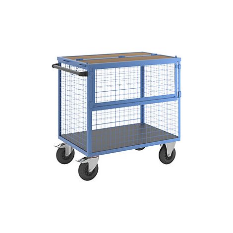 Carro-caja  paredes de rejilla de acero  con tapa  L x A 1050