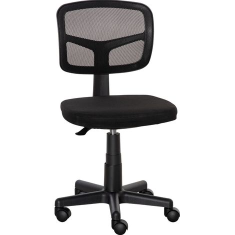 Sedia da ufficio ergonomica nera senza braccioli, altezza regolabile, girevole con ruote, OKWISH (1/5)