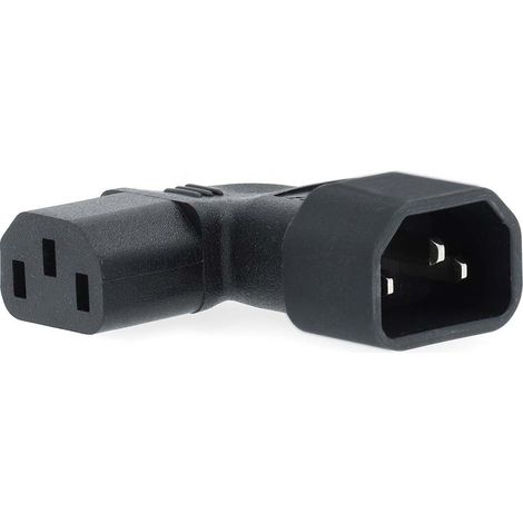 Extension Plug  IEC-320-C13  IEC-320-C14  Ángulo Izquierdo  Niquelado  PVC  Negro  Caja  1 uds.