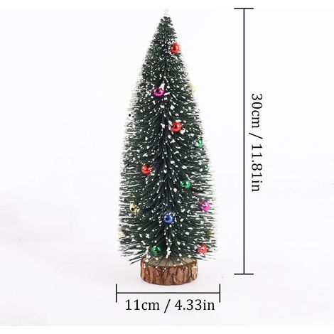 Arbre De Noël Miniature - 30 Cm - Base En Bois - Décoration De Bureau Et De Scène Festive - 1 Pièce (1/2)