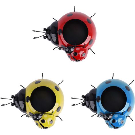 Pot de fleurs en métal en forme de coccinelle, motif insecte, pour la décoration intérieure ou extérieure. (1/5)