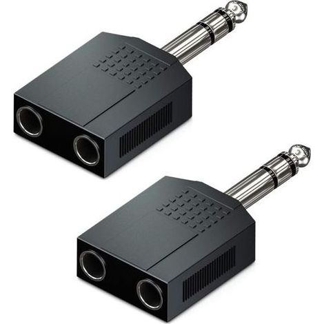 Pair 2X Stéréo Adaptateur Audio Splitter 1x 6,3mm Jack Plug to 2X 6,3mm Jack Socket Audio Splitter Doux HiFi Récepteur Home Cinéma (1/5)