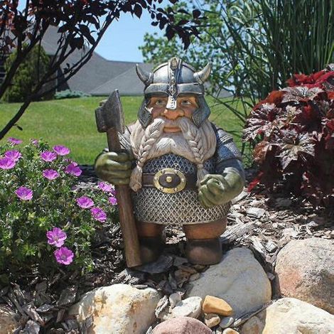 Cadeau idéal – Statuette de nain viking en résine, 10 cm, décoration de jardin (1/4)