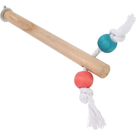 Perchoir pour cage à oiseaux avec perles colorées et corde en coton, jouet à mâcher pour perroquet, 1,5 x 18 cm (1/5)