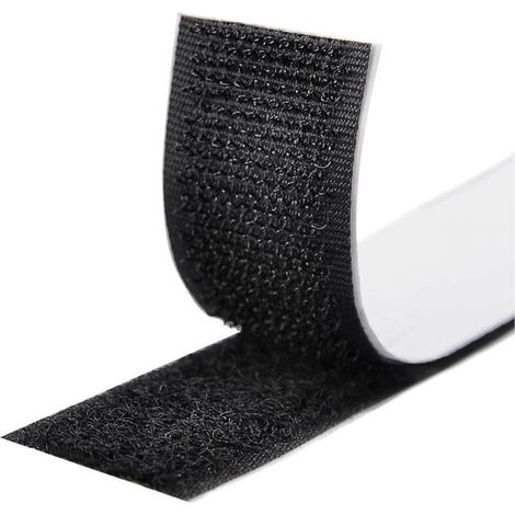 Rubans Adhésifs 5M,Bande Agrippantes Adhésives,Bande Adhésives Ruban Scratch Hook Loop Bande Adhésives Autoadhé pour Tous Les Types D'installations Cadre Photo 16mm (Noir) (1/5)