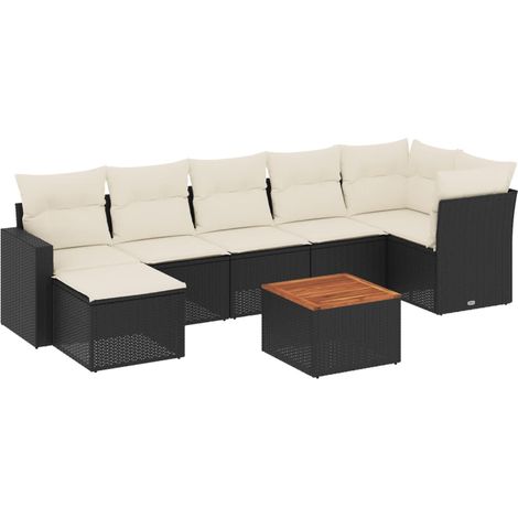Maison Exclusive - 8-tlg. Garten-Sofagarnitur mit Kissen Schwarz (1/3)
