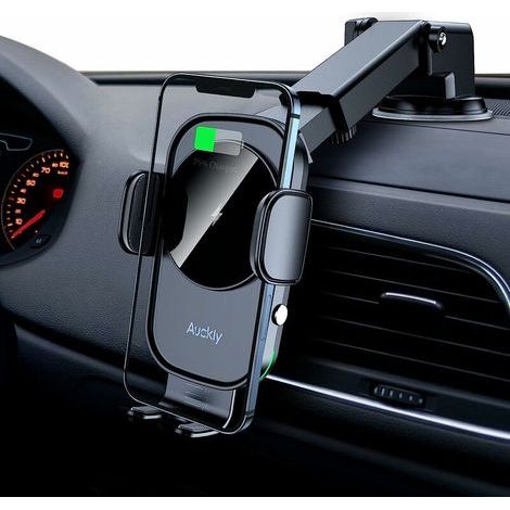 15W Qi-Wireless-Autoladegerät, [Elektromagnetische Richtung] Schnelles automatisches kabelloses Autoladegerät mit Saugnapf-Autohalterung für iPhone 12 Pro, Samsung, Huawei und alle Qi-kompatiblen Gerä (1/5)