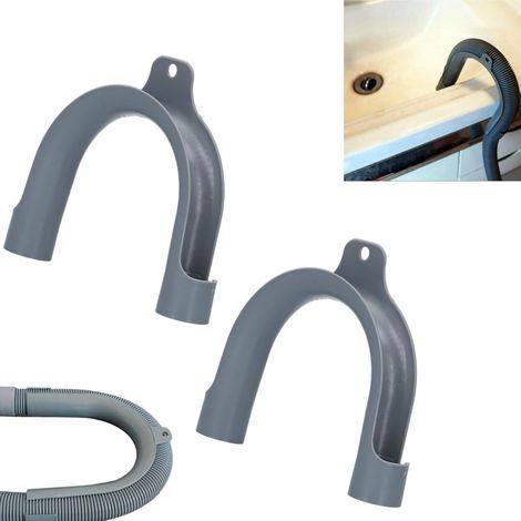 2 Supports tuyau,Fixation robuste PVC,Gris,Drainage lave linge lave vaisselle (1/5)