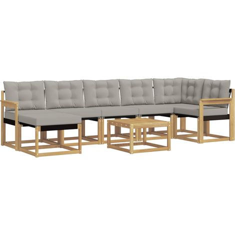 Set di divani da esterno 8 pcs Bianco e Grigio Chiaro vidaXL