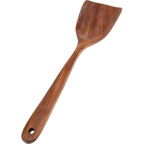 Spatule en bois naturel, pelle à frire, ustensile de cuisine (31,5 x 7,5 cm) (1/5)
