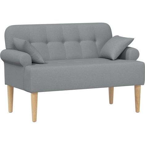 Zweisitzer mit Knopfheftung Hellgrau 120 x 65 x 79 cm Stoff vidaXL (1/5)