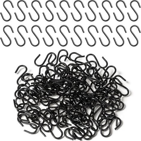 100 Mini-S-Haken, S-Haken zum Aufhängen von Dekorationshaken, schwarze Mini-S-Haken, Metallhaken, S-Verbinder, Schmuckornamente, Schlüsselanhänger, kleine Küchenutensilien (1/5)