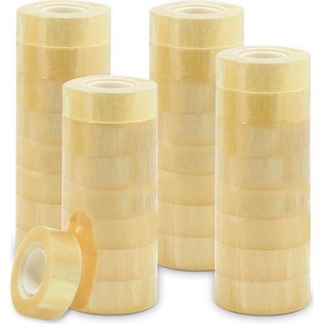Pack de 32 Ruban adhésif de bureau transparent brillant haut pouvoir adhésif, largeur 19 mm rouleau de 33m épaisseur 50 microns (1/4)