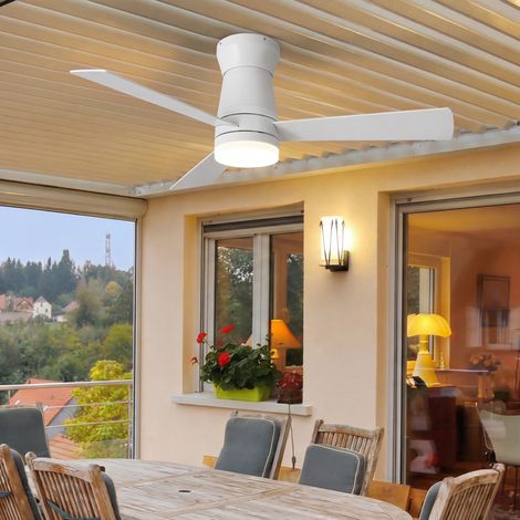Ventilateur de plafond, silencieux, 132cm, avec télécommande, LED dimmable, 6 vitesses, minuterie, 3 pales, Blanc (1/5)