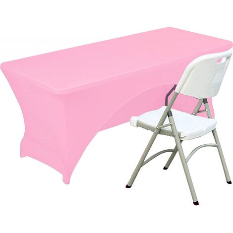 Nappe en spandex de 2,4 m (8 pi), nappe extensible en polyester, nappe à dos ouvert - Rose (1/3)