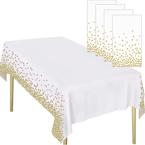 4 manteles reutilizables con lunares dorados – 137×274 cm – boda/cumpleaños/picnic – mantel rectangular (1/5)