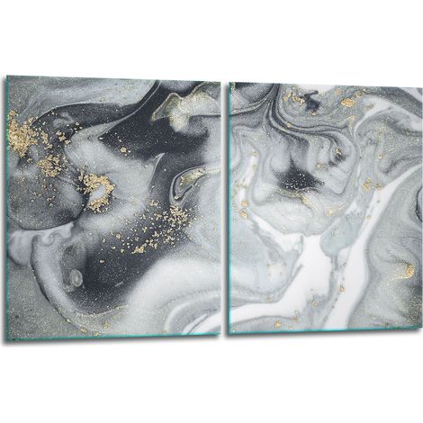 2x Glas-Schutzplatte für Herd 40x52 Marmor (1/5)