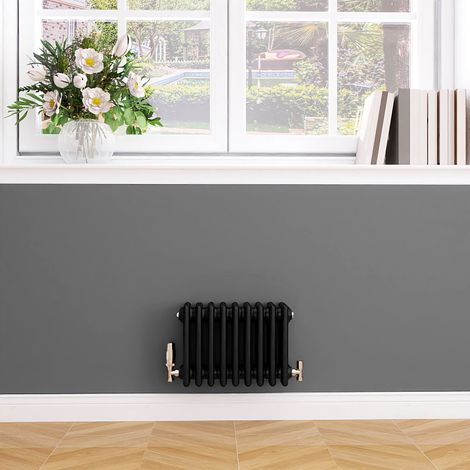 Biubiubath Traditional Cast Iron Style Radiator Horizontal 4 Column Black 300x425mm