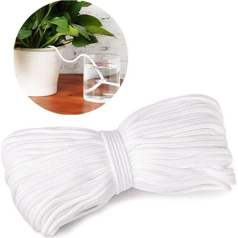 Enowelir Corde de Mèche Irrigation 20m Automatique Arrosage Corde Coton 4 MM avec Système d'irrigation Automatique DIY Vacation Dispositif d'arrosage pour Plantes pour Jardins, Paniers, Pots, Plantes