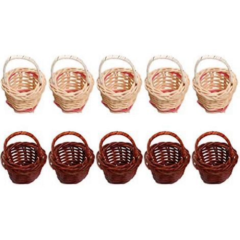 Lot de 10 mini paniers tressés avec poignées, pots, contenants, organisateur de maquillage et autres petits objets.