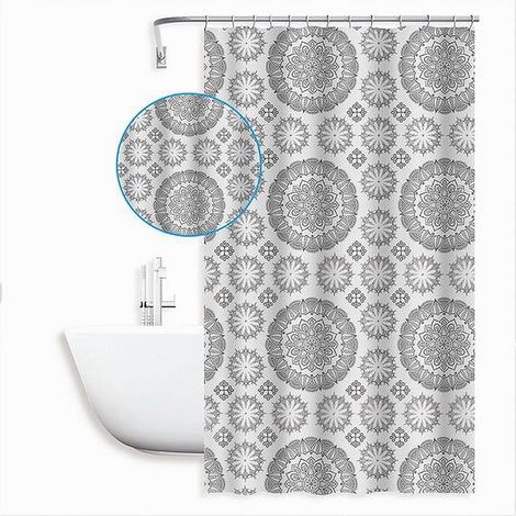 Cleafe - Tenda Per Doccia Vasca Da Bagno Design A Mandala 240x200 Cm Con 12 Anelli 87590 - (1/3)