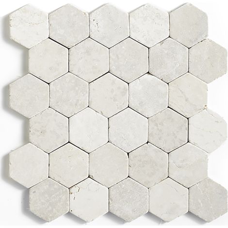 Pegane – Plaque de mosaïque en marbre blanc 33 x 33 cm – Pour mur et sol – Épaisseur 1 cm – Traitement anti-humidité (1/3)