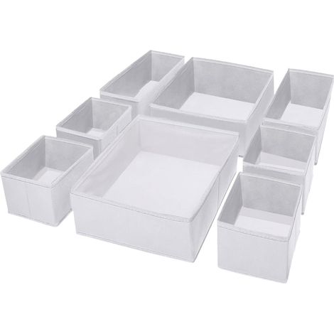 Puricon 8er-Set Aufbewahrungsbox Stoff Schubladen-Organizer Weiß Kleiderschrank (1/5)