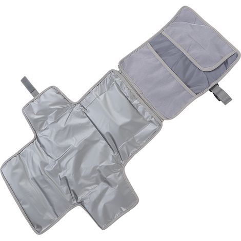 Matelas à langer imperméable, portable et pliable pour voyage, avec sangles de suspension, gris (1/5)