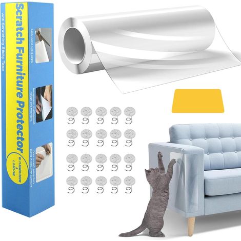 1 Rouleau Autocollant Protection 40CM x 500CM, Transparent Anti Griffe Chat Pour Canapé Meubles Murs (1/5)