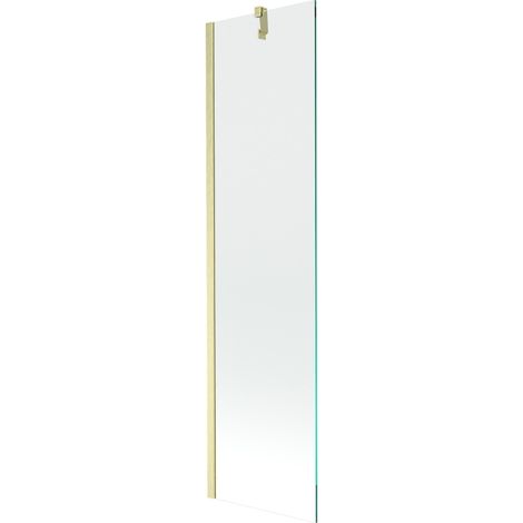 Mexen – Paroi de douche 1 panneau 50 x 150 cm – Verre trempé transparent 6 mm – Finition or brossé – Installation universelle – 895050000000055 (1/5)