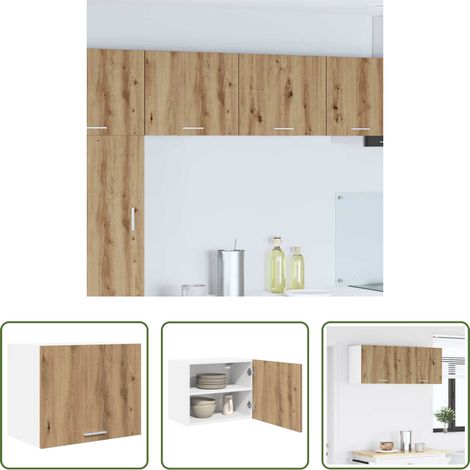 Holzschrank - Hängeschrank mit Tür Artisan-Eiche und Weiß 50 x 31 x 40 cm (1/5)