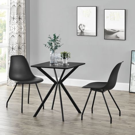 Mesa de comedor Ankara para 2 personas tablero de MDF lacado 60 x 60 x 75 cm - Negro [en.casa] (1/5)