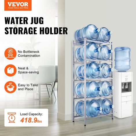 Rack à Bonbonnes à 5 Niveaux et 2 Rangées, Support Bouteille d’Eau de 18,9 L, Capacité 10 Pièces, Range Bonbonnes d’Eau Solide, Ran… (1/5)