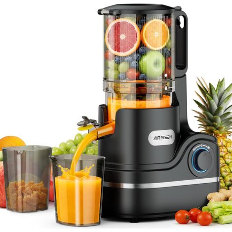Extracteur de Jus à Froid AIRMSEN 300W Goulotte Extra-Large 147mm 2.1L Spirale Lente 7+1